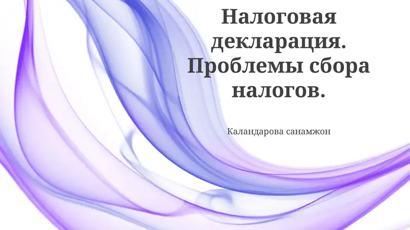 Налоговая декларация. Проблемы сбора налогов.