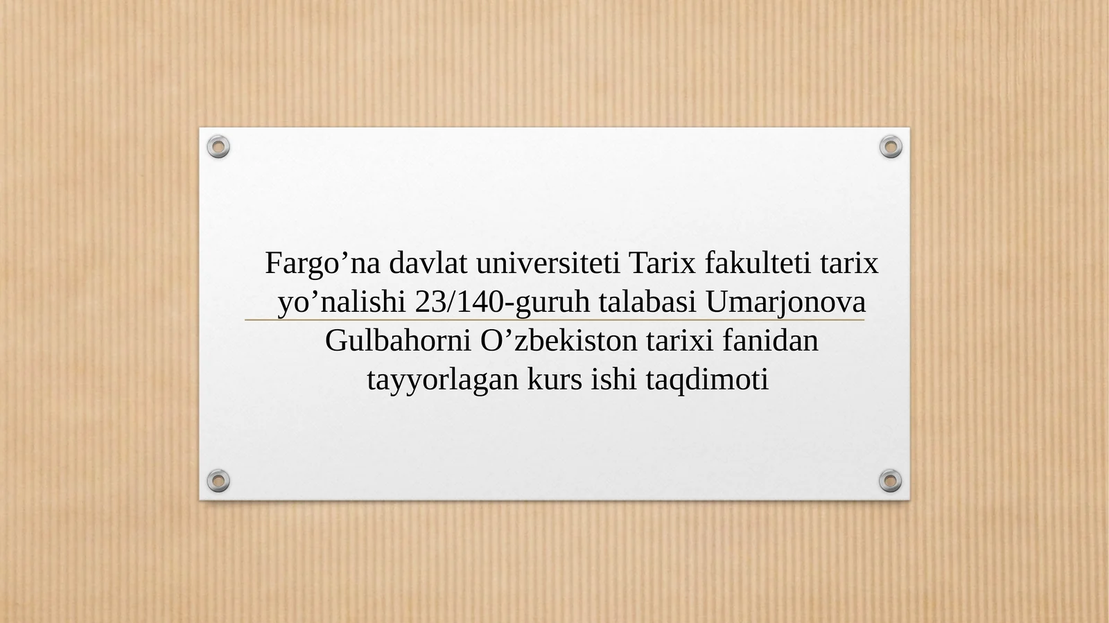 Kurs ishi "Qo‘qonxonligi tarixi"