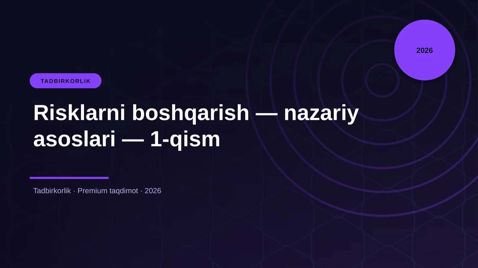 Risklarni boshqarish — nazariy asoslari — 1-qism