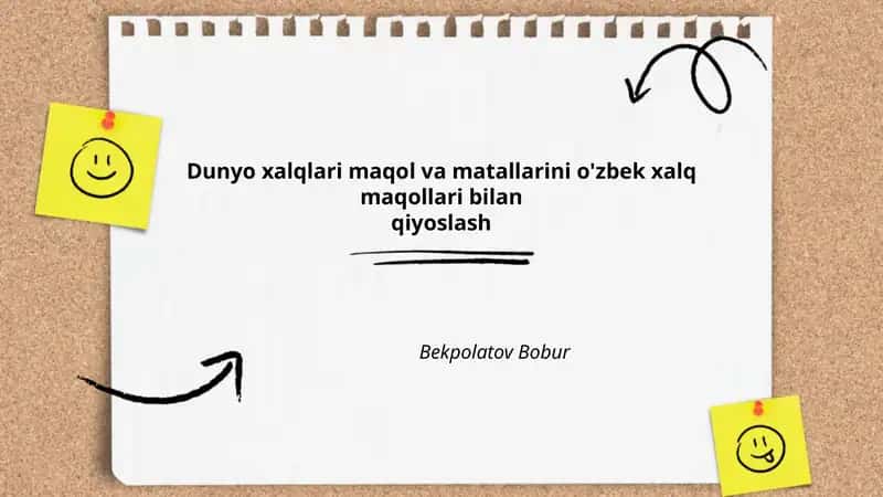 Dunyo xalqlari maqol va matallarini o'zbek xalq maqollari bilan