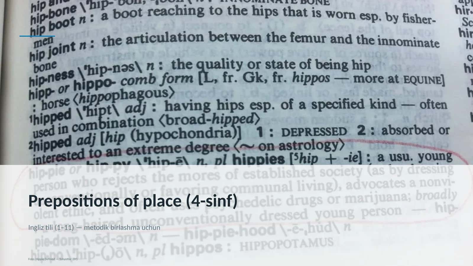 Prepositions of place (4-sinf)