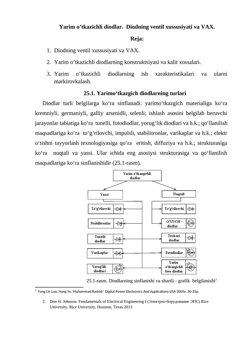 Yarim o’tkazichli diodlar