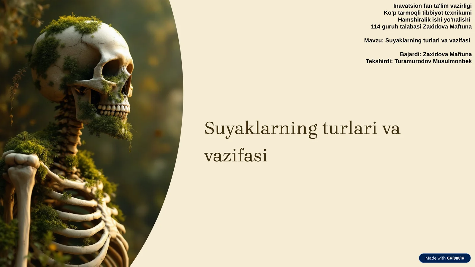 Suyaklarning turlari va vazifasi