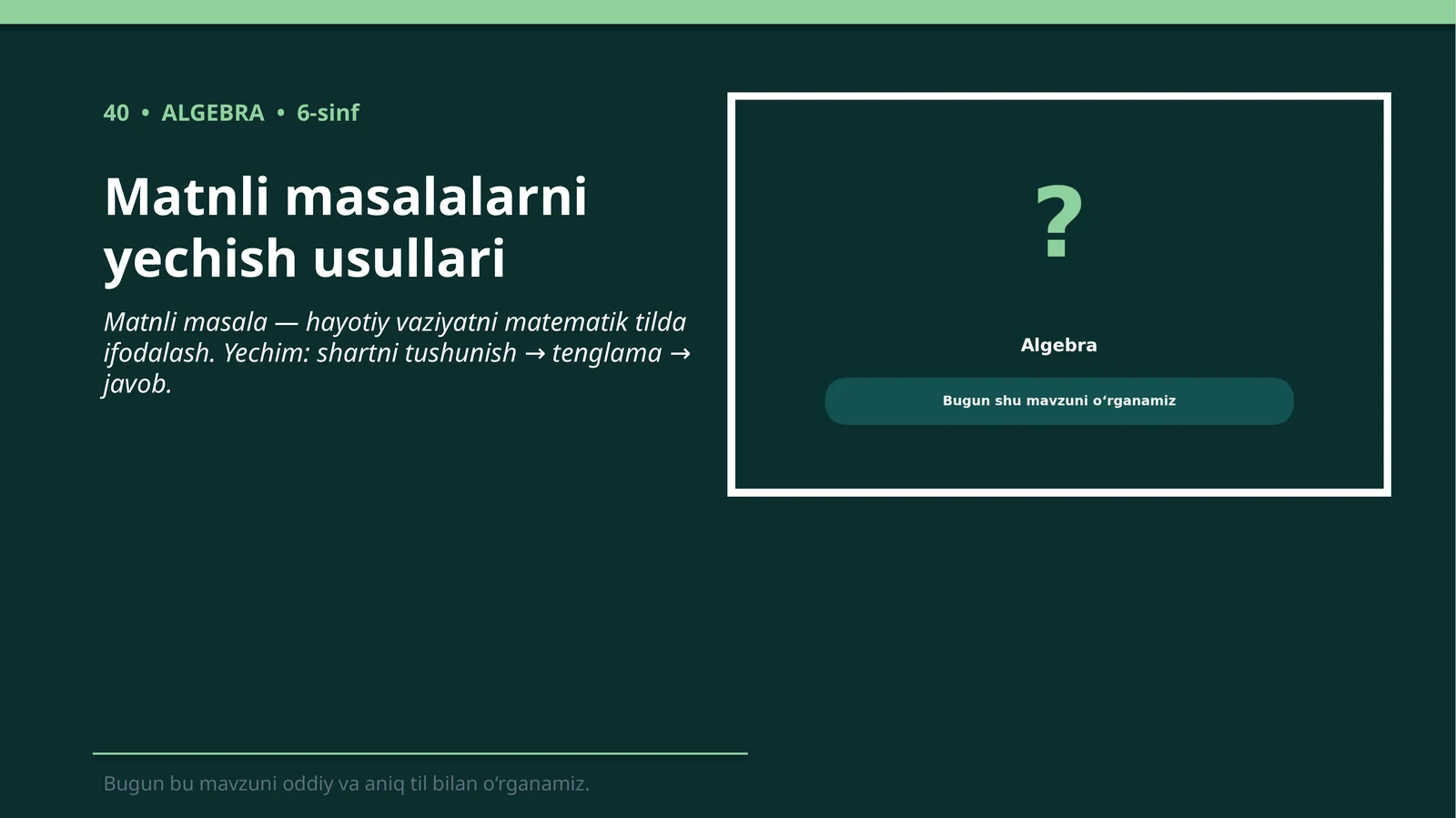 Matnli masalalarni yechish usullari