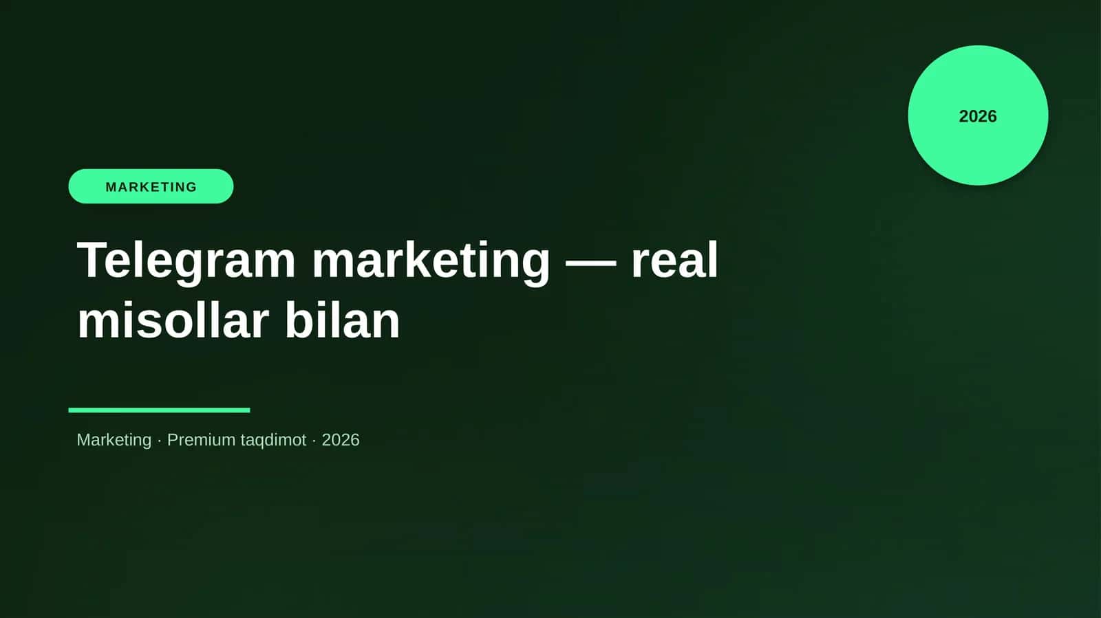 Telegram marketing — real misollar bilan