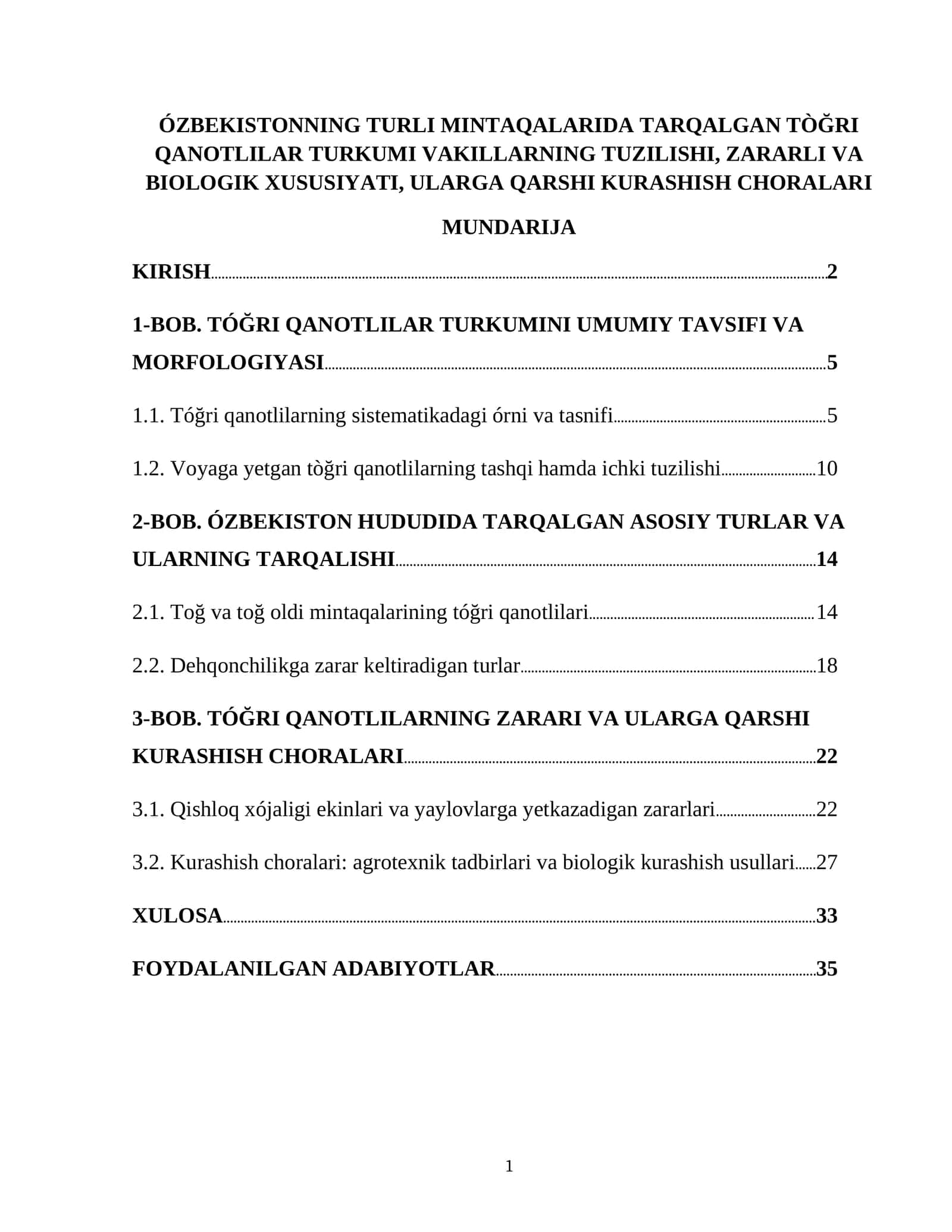 TÓĞRI QANOTLILAR TURKUMI