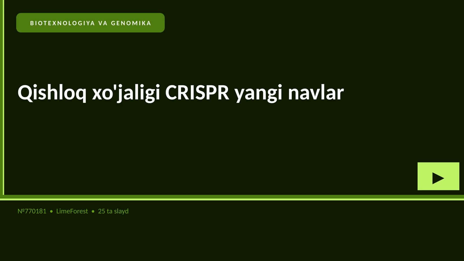 BIOTEXNOLOGIYA VA GENOMIKA
