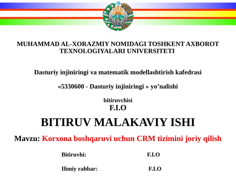 Korxona boshqaruvi uchun CRM tizimini joriy qilish