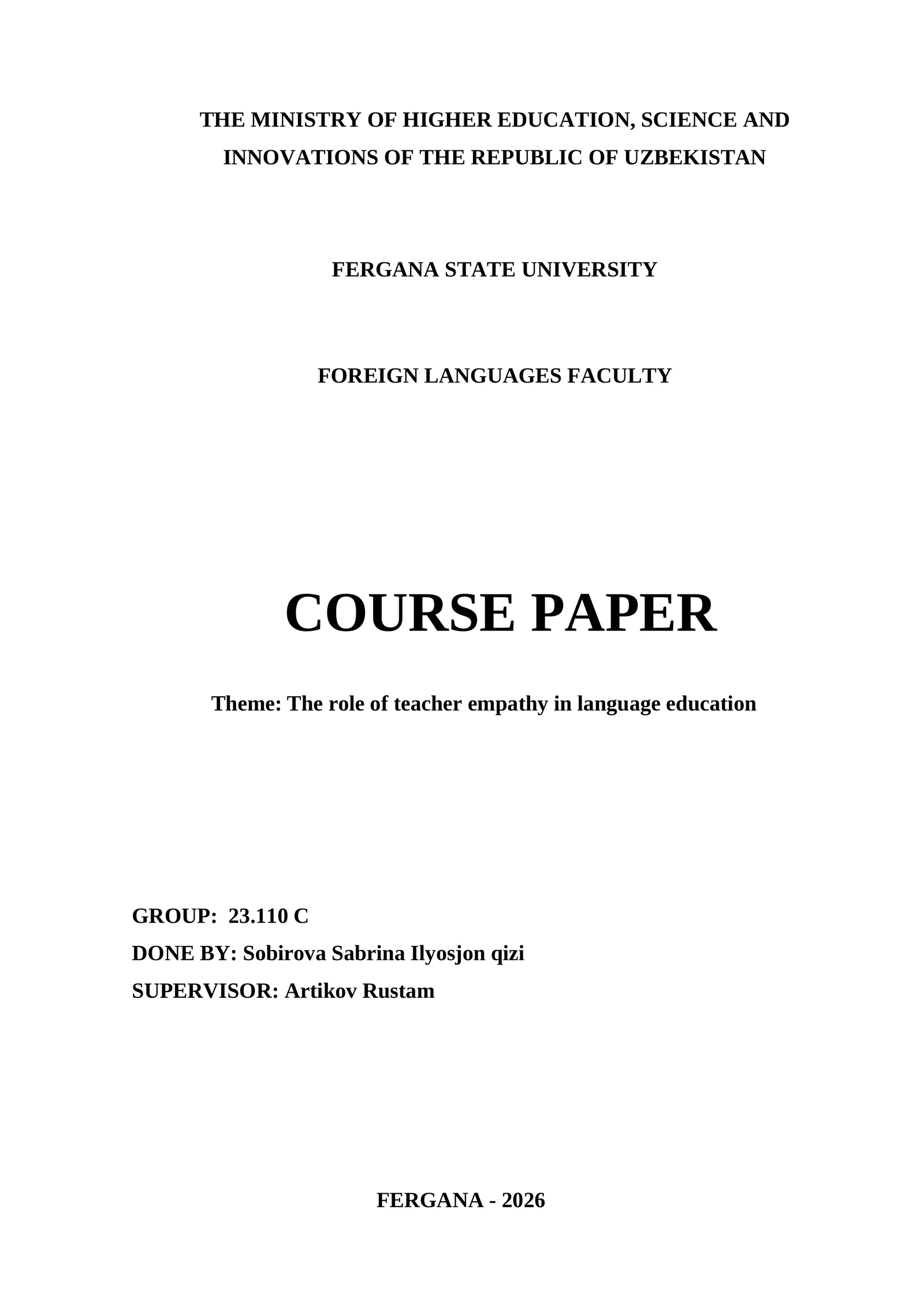 COURSE PAPER: The role of teacher empathy in language education