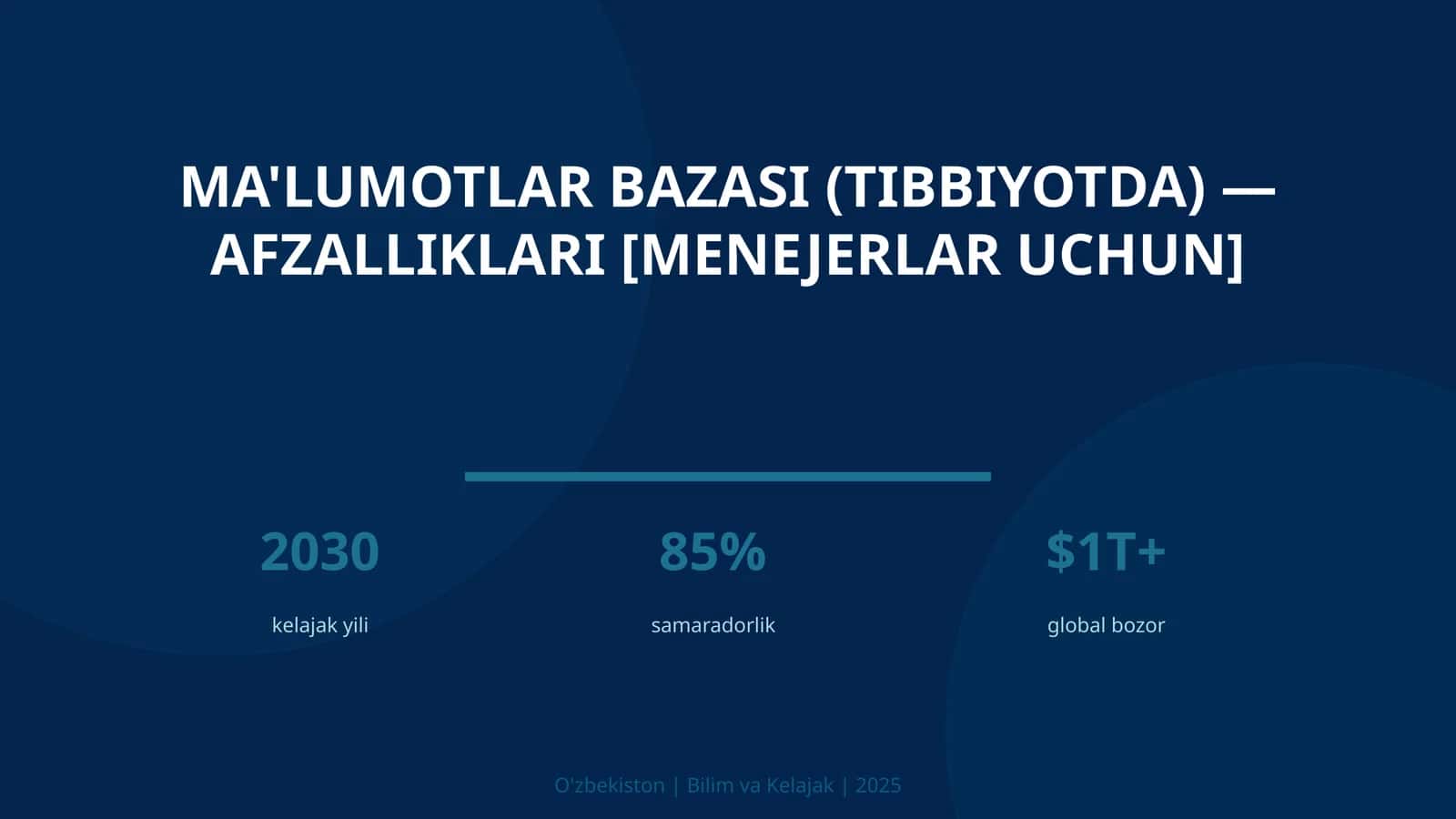 MA'LUMOTLAR BAZASI (TIBBIYOTDA) — AFZALLIKLARI [MENEJERLAR UCHUN]