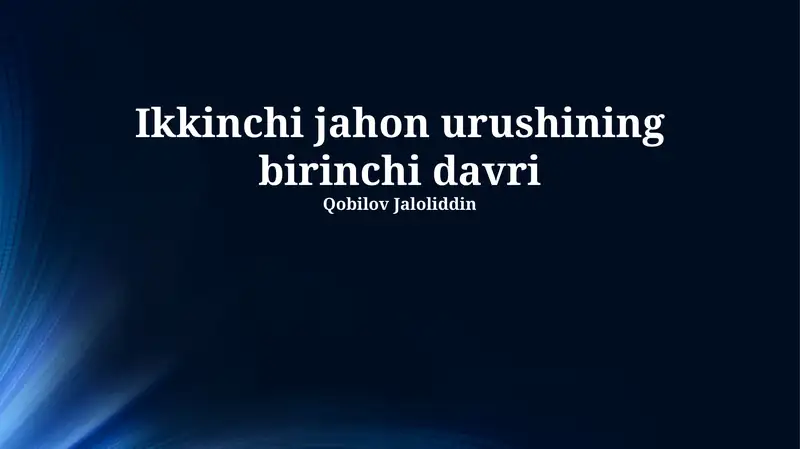 Ikkinchi jahon urushining birinchi davri
