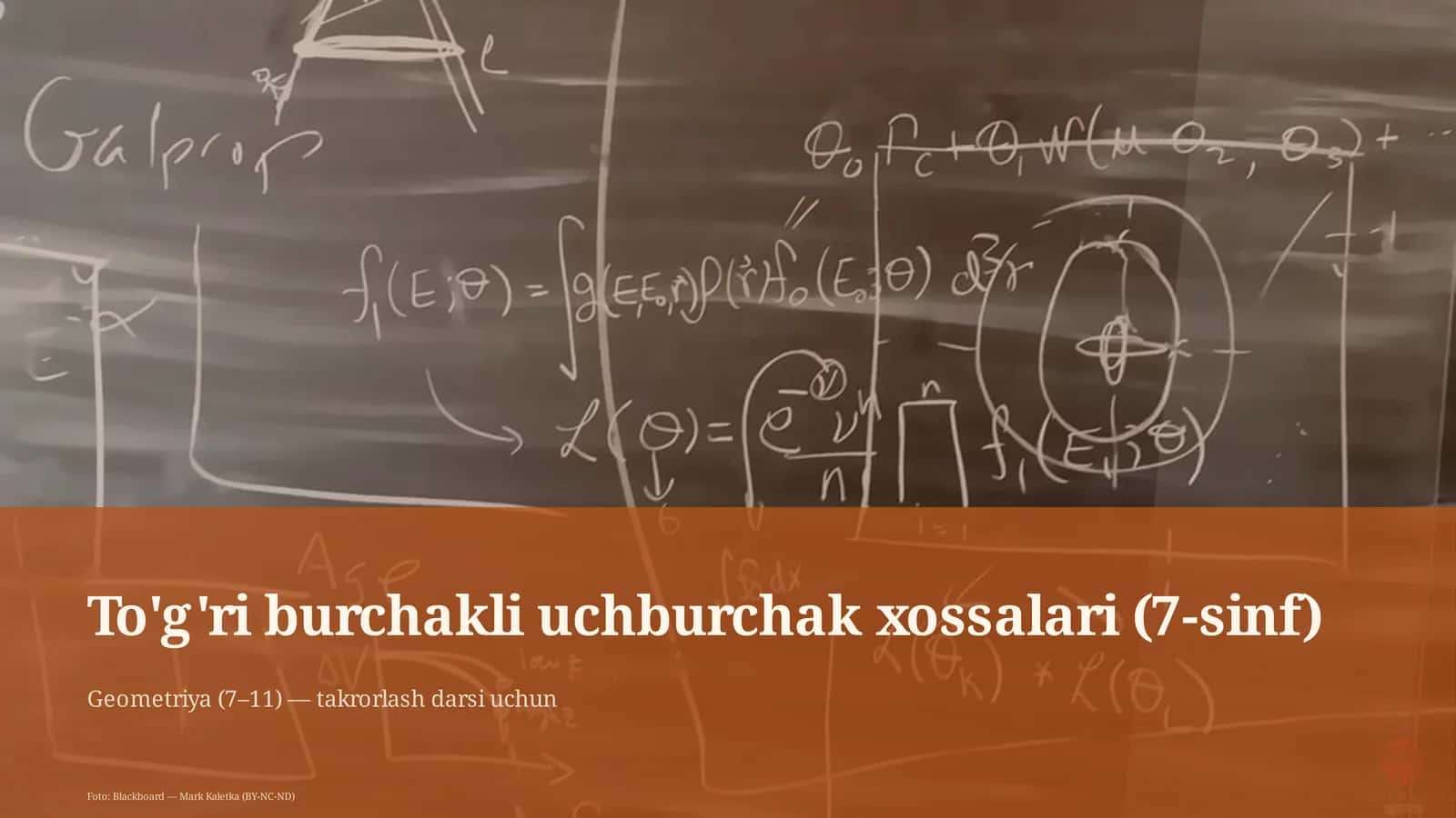 To'g'ri burchakli uchburchak xossalari (7-sinf)