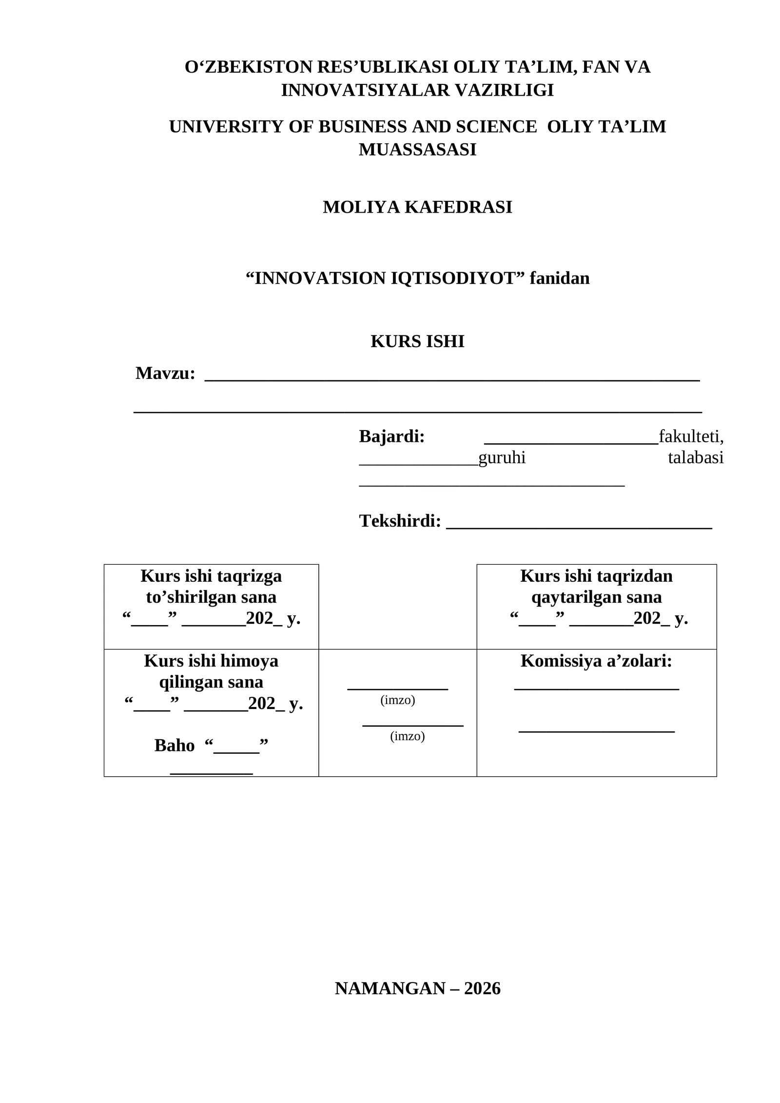 Innovatsion loyihalarni moliyalashtirish manbalari va modellari