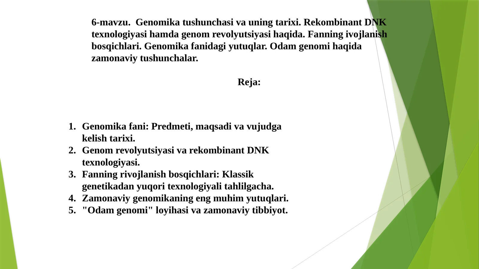 6-mavzu. Genomika tushunchasi va uning tarixi