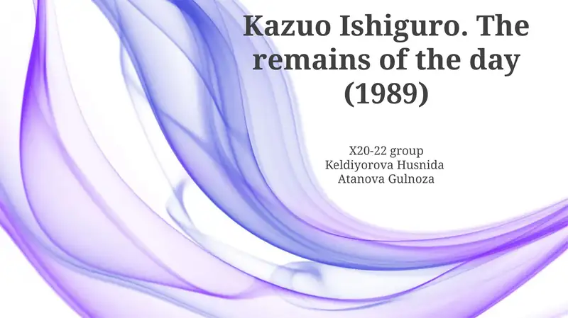 Kazuo Ishiguro. The remains of the day