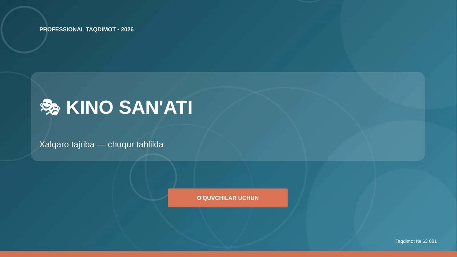 KINO SAN'ATI Xalqaro tajriba — chuqur tahlilda