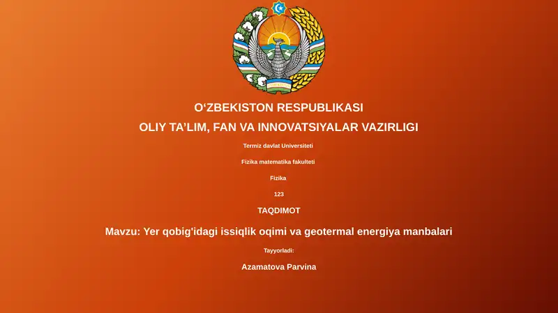 Yer qobig'idagi issiqlik oqimi va geotermal energiya manbalari