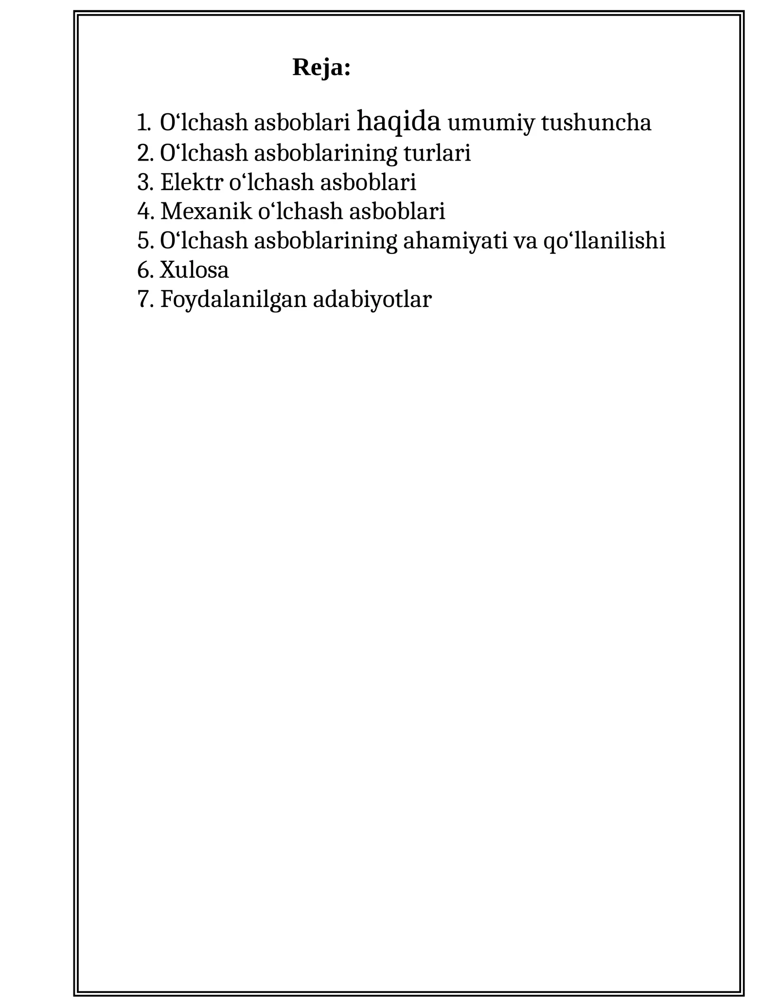 Oʻlchash asboblari turlari