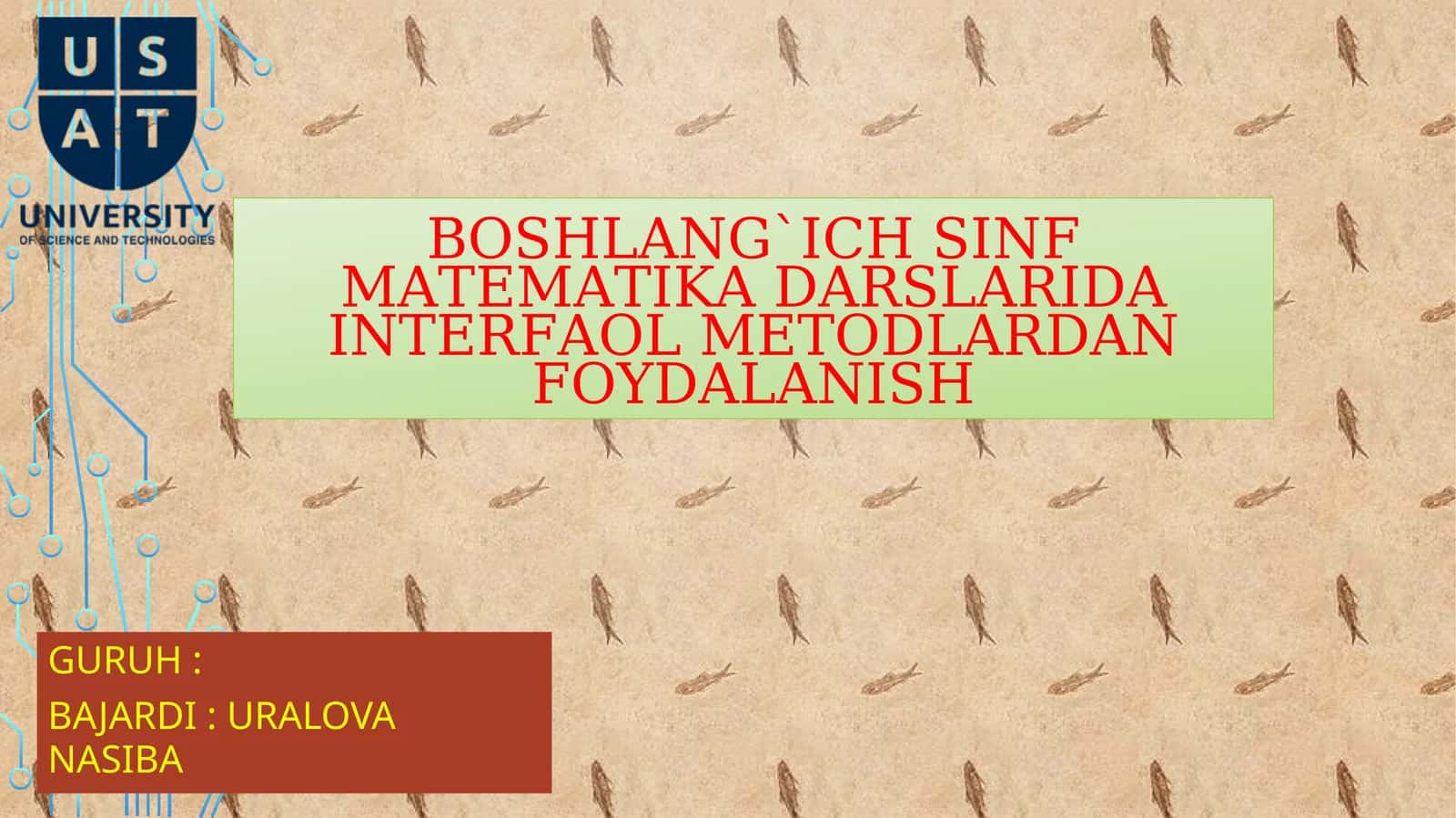 Boshlang`ich sinf matematika darslarida interfaol metodlardan foydalanish