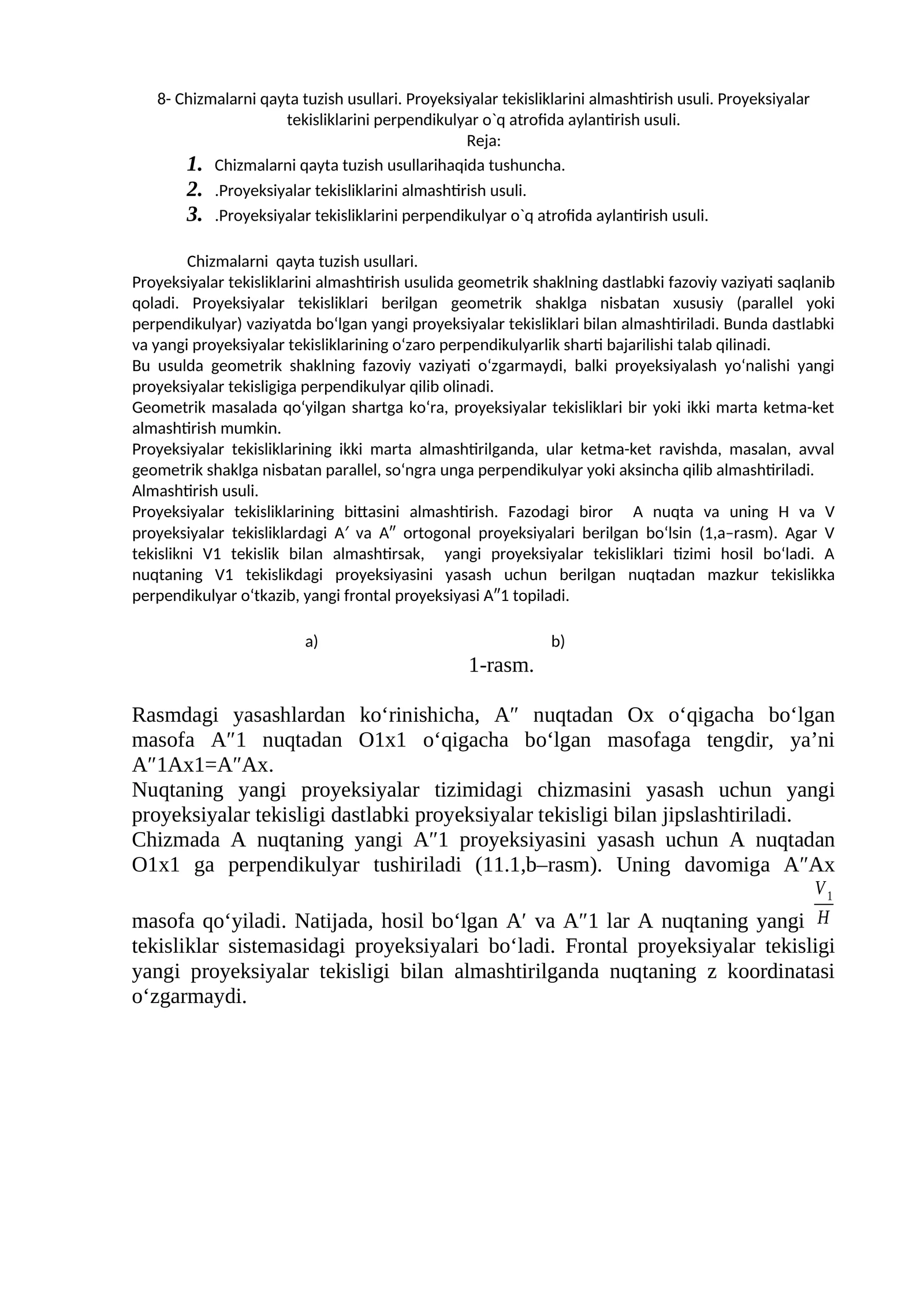 Chizmalarni qayta tuzish usullari