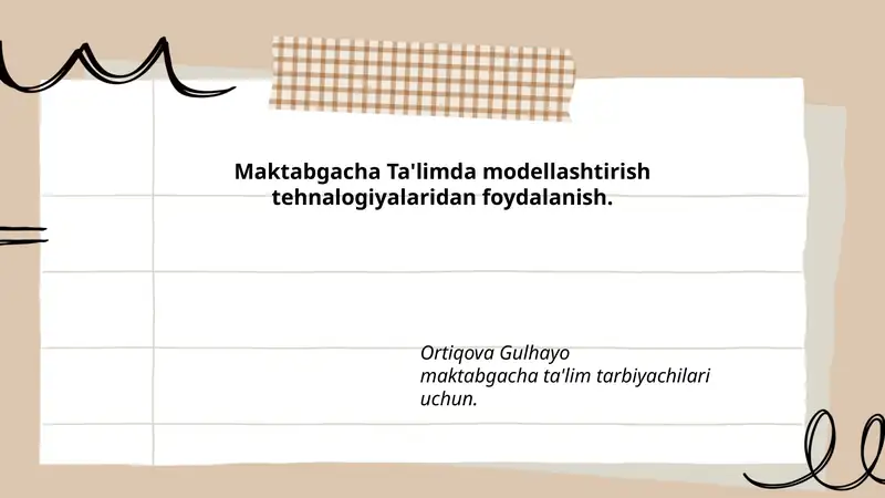 Maktabgacha Ta'limda Modellashtirish Texnologiyalari