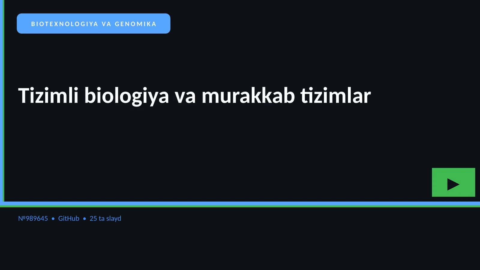 BIOTEXNOLOGIYA VA GENOMIKA