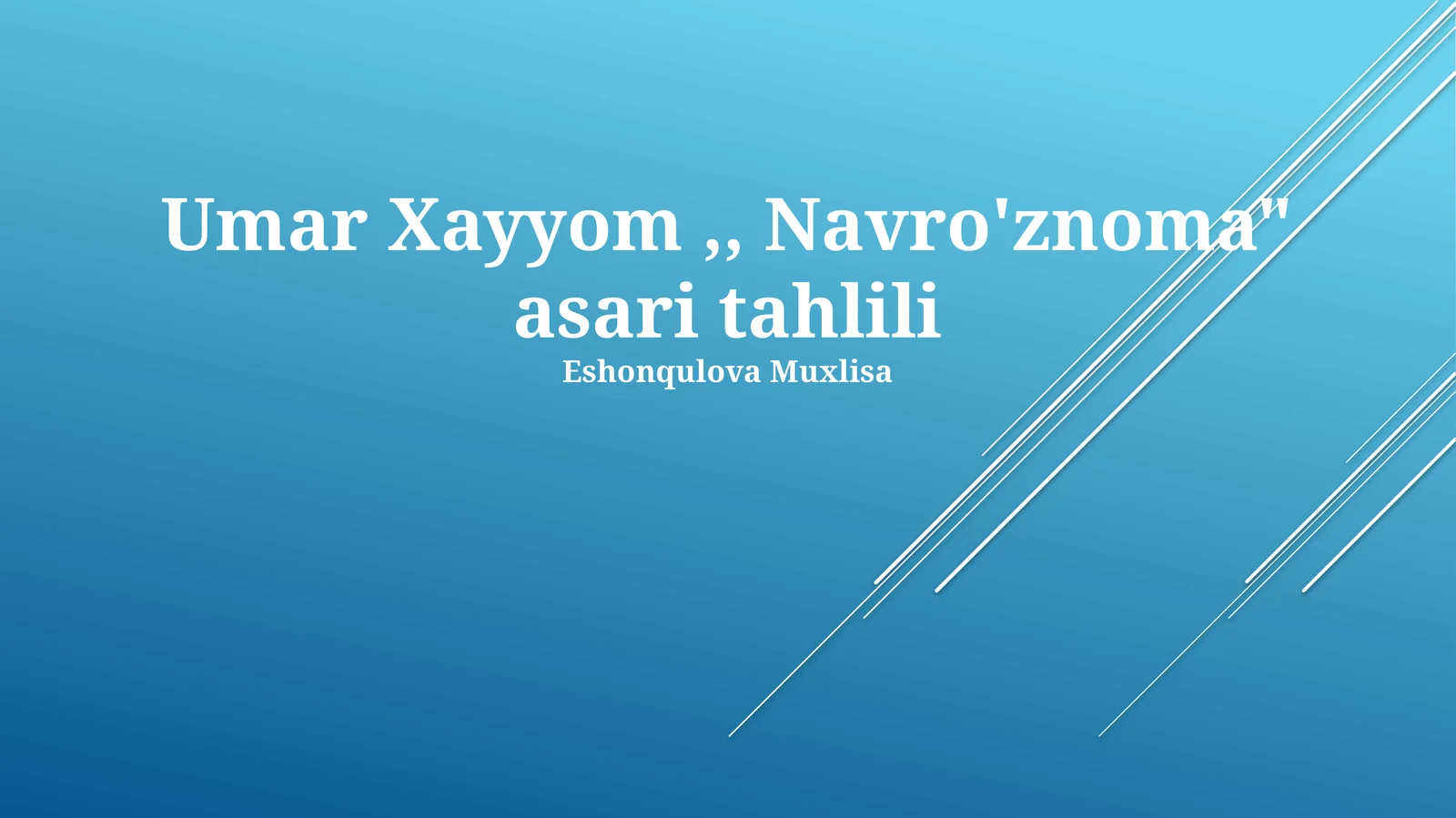 Umar Xayyom,, Navro'znoma" asari tahlili