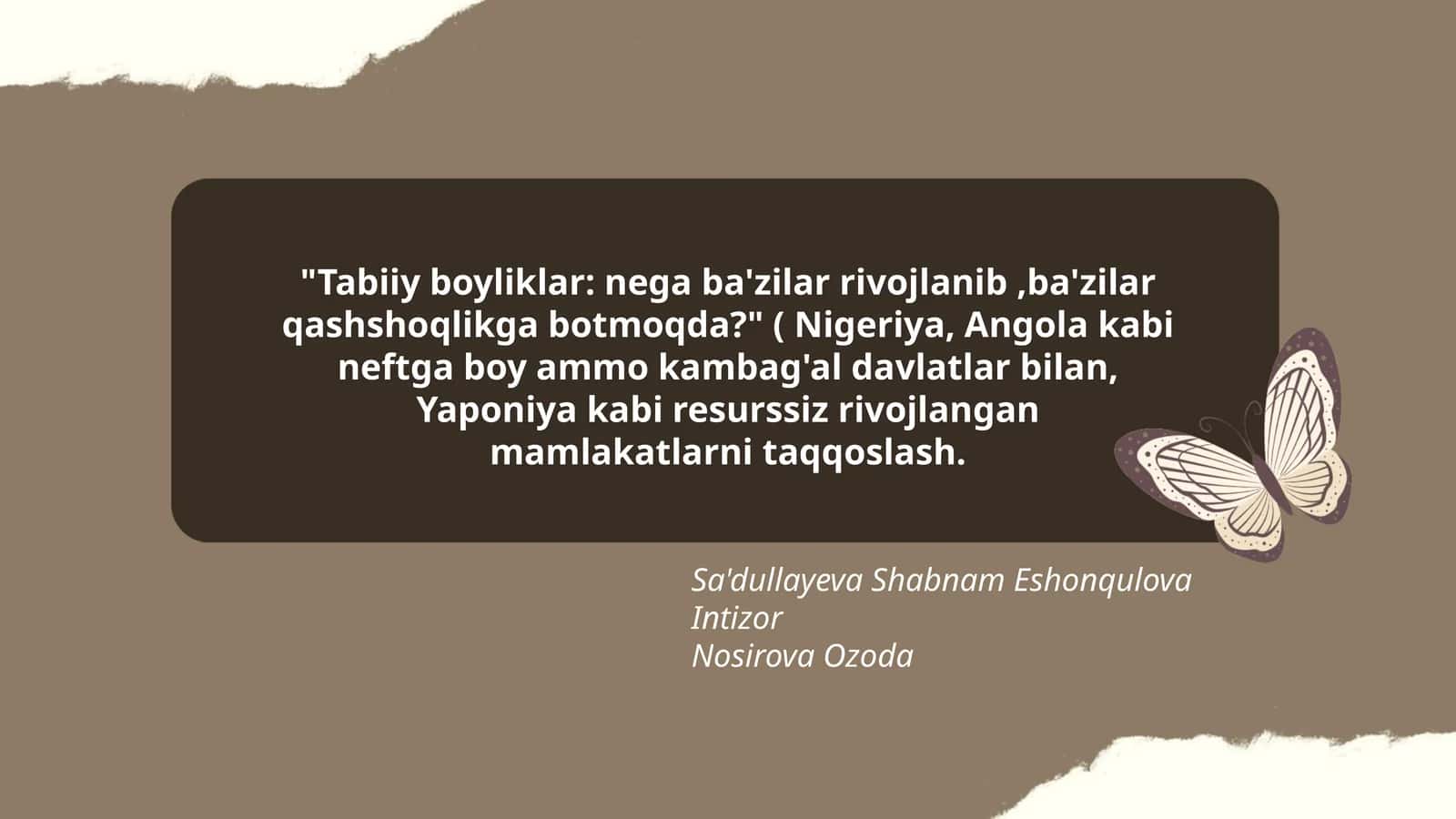 Tabiiy boyliklar: nega ba'zilar rivojlanib,ba'zilar qashshoqlikga botmoqda?