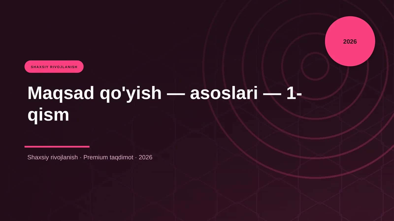 Maqsad qo'yish — asoslari — 1-qism