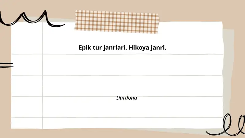 Epik tur janrlari. Hikoya janri