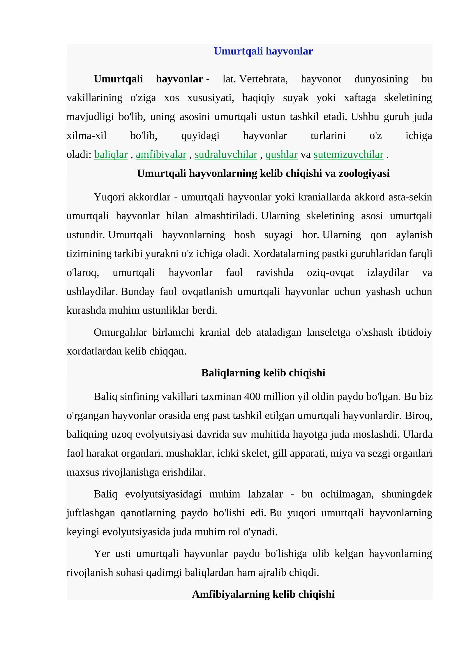 Umurtqali hayvonlar