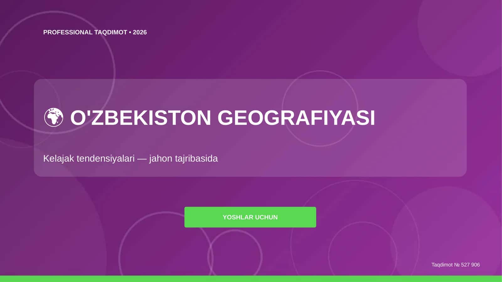 O'zbekiston geografiyasi: kelajak tendensiyalari (jahon tajribasida) [yoshlar uchun]