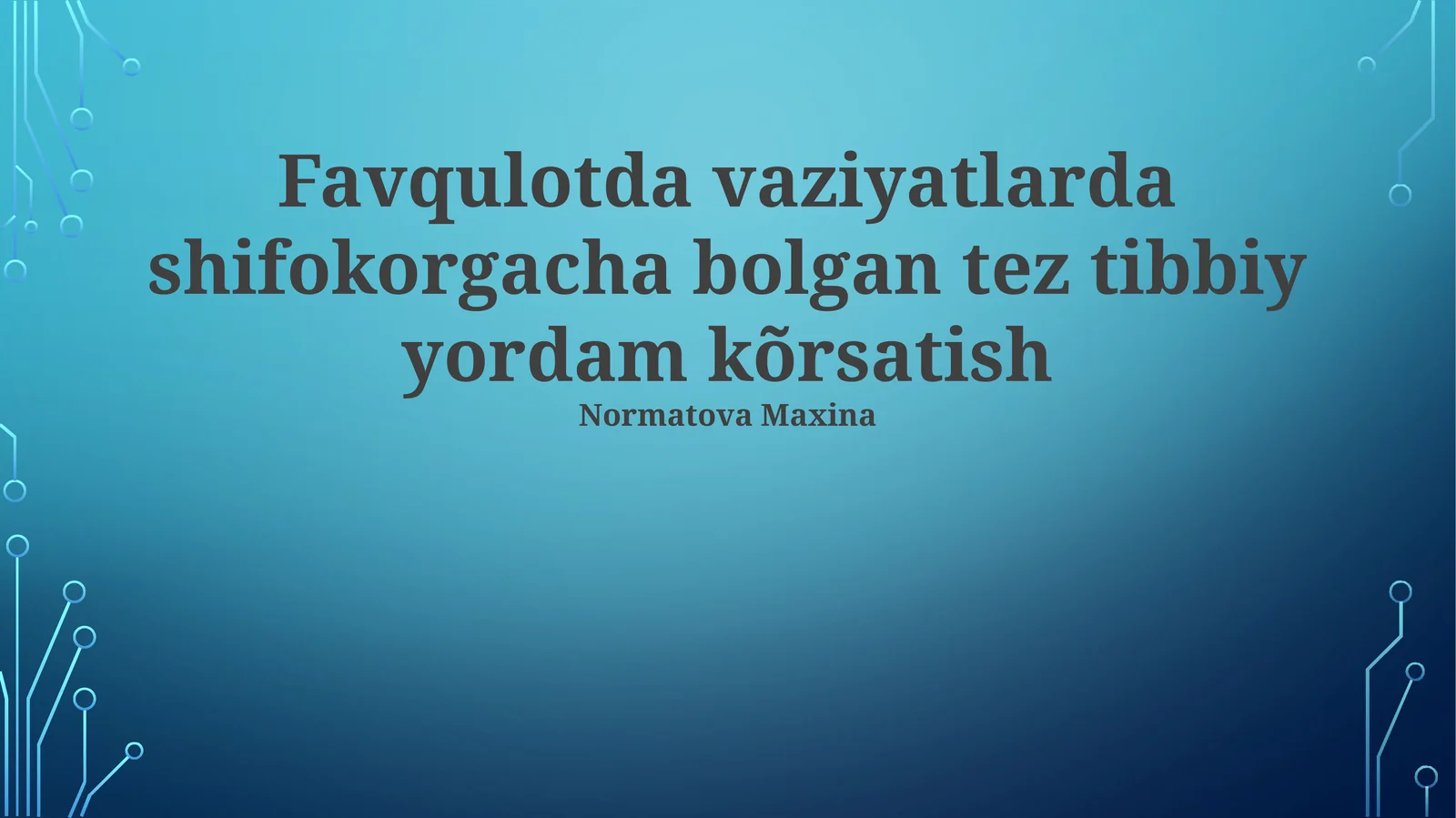 Favqulotda vaziyatlarda shifokorgacha bolgan tez tibbiy yordam kõrsatish