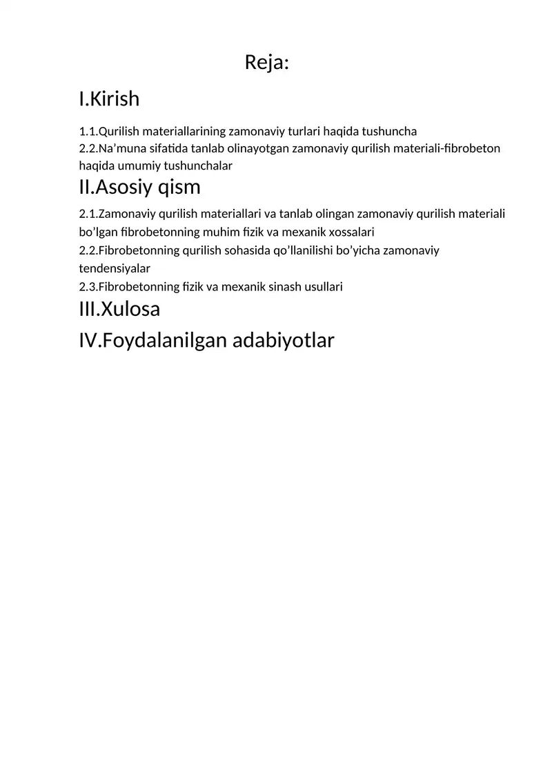 Zamonaviy qurilish materiallari xossalari va ularni sinash usullari