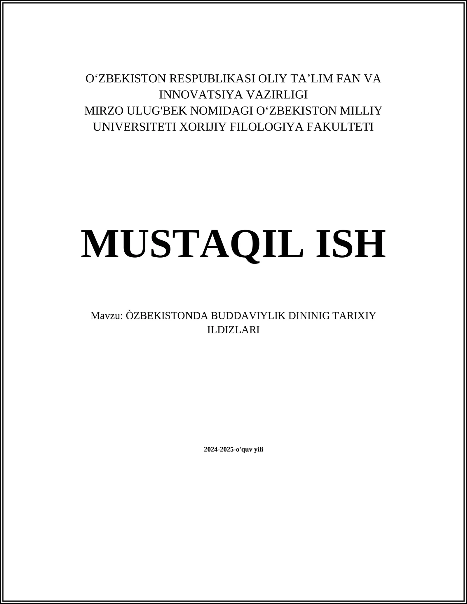 ÒZBEKISTONDA BUDDAVIYLIK DININIG TARIXIY ILDIZLARI