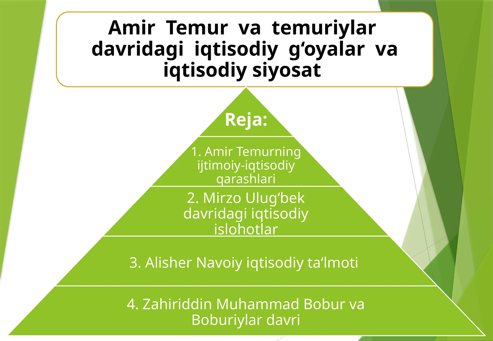 Amir Temur va temuriylar davridagi iqtisodiy g‘oyаlar va iqtisodiy siyosat