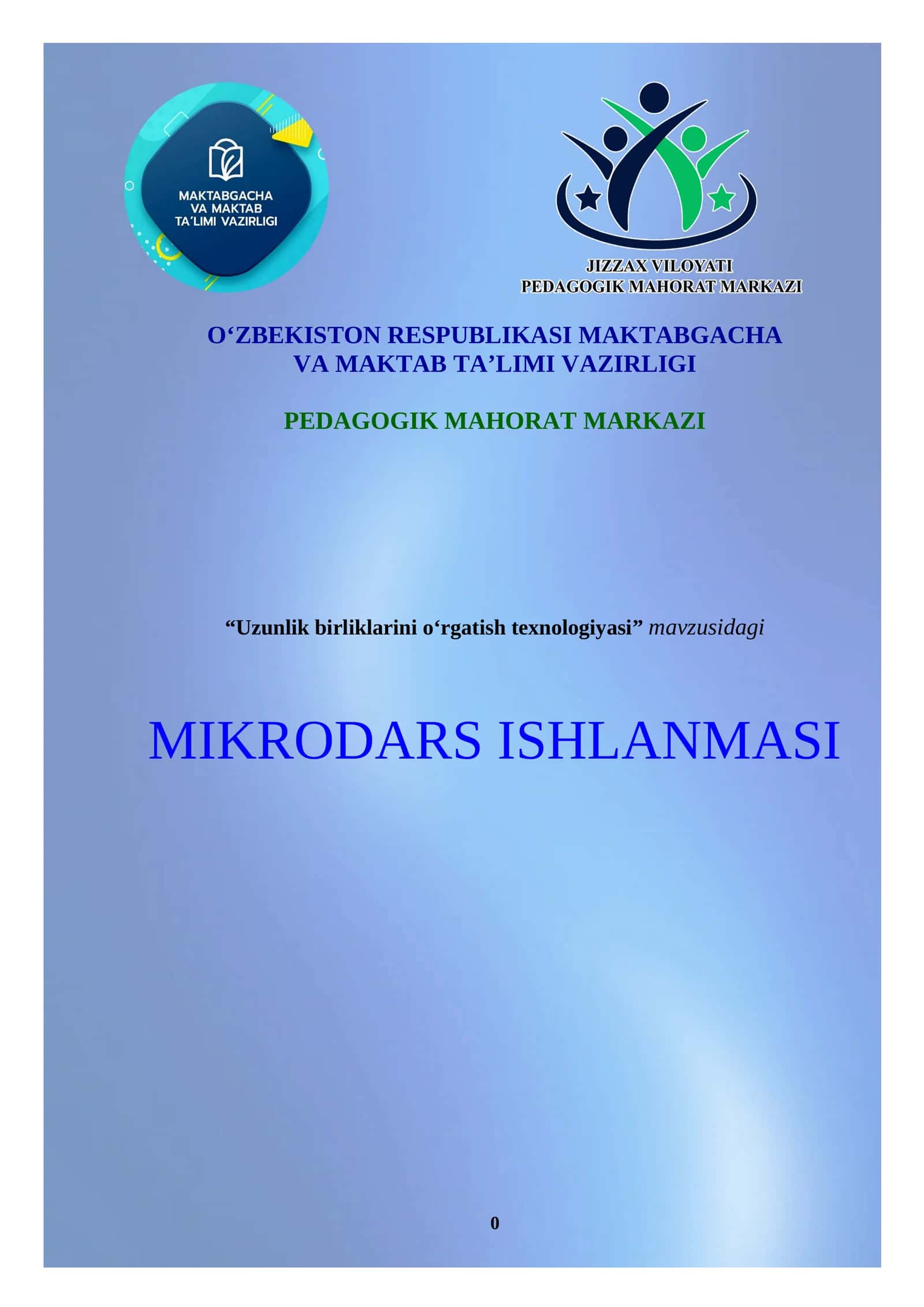 Uzunlik birliklarini oʻrgatish texnologiyasi