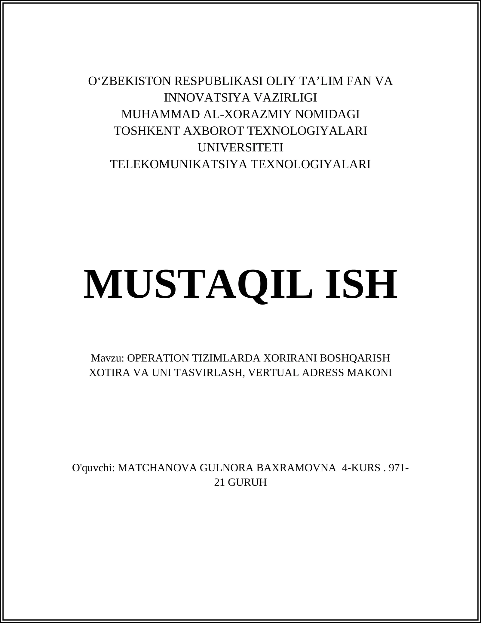 Xotira boshqarish tizimlari