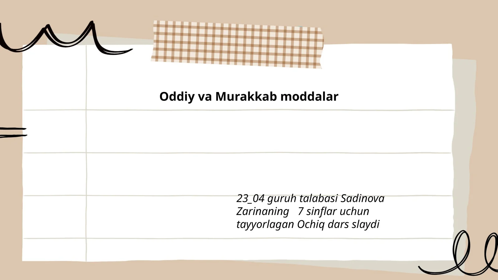 Oddiy va Murakkab moddalar