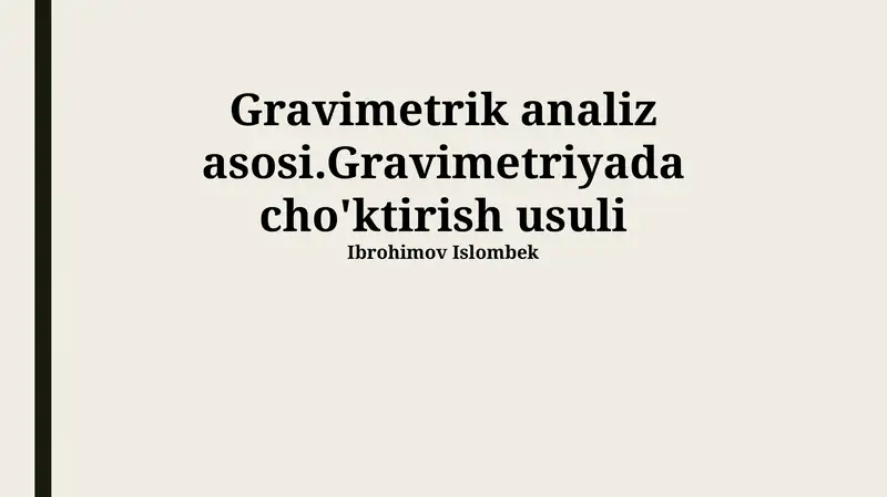 Gravimetrik analiz asosi