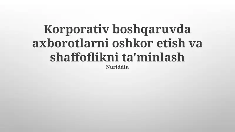 Moliyaviy hisobotlarning shaffofligi