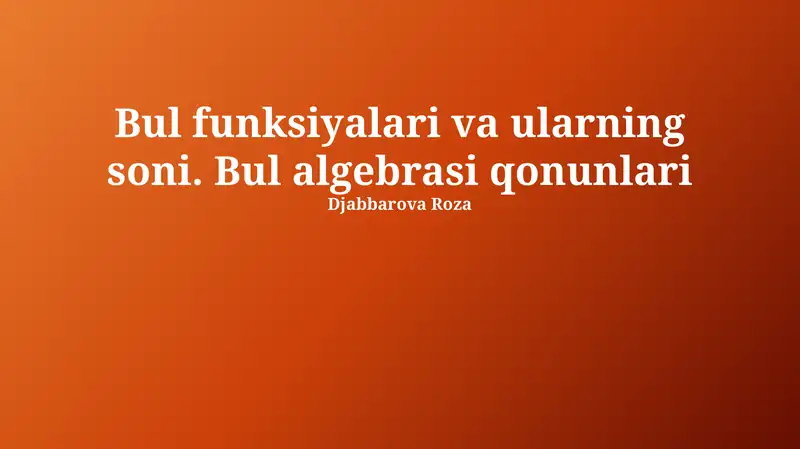 Bulian Algebra Qonunlari