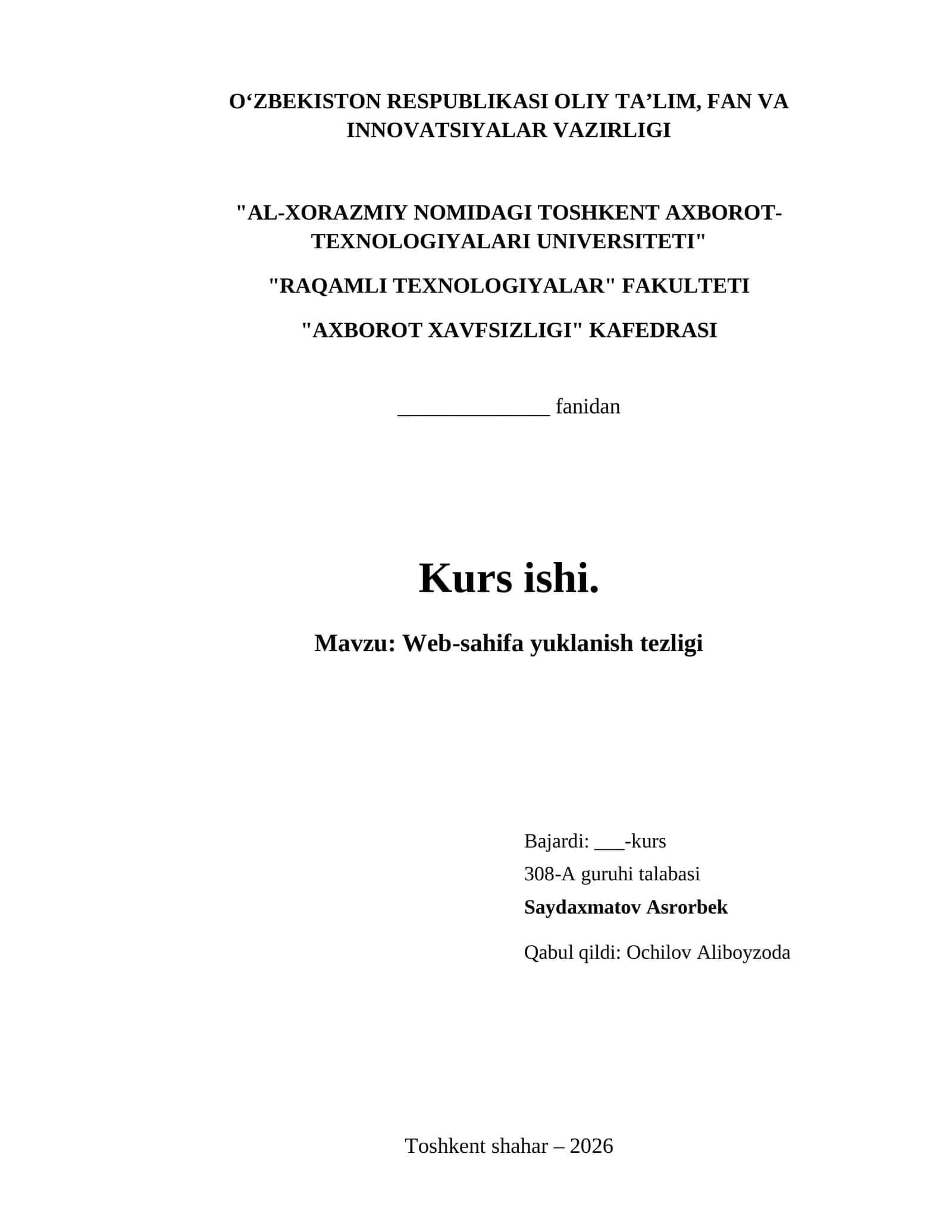 Web-sahifa yuklanish tezligi