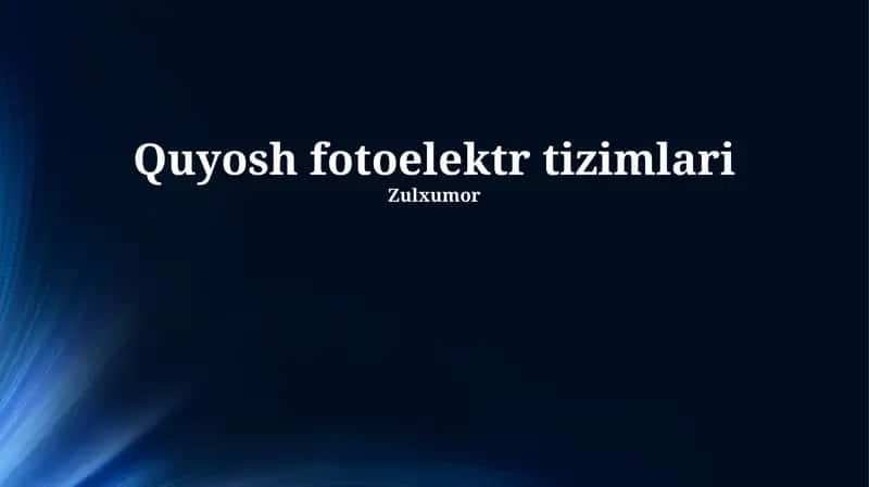 Quyosh fotoelektr tizimlari
