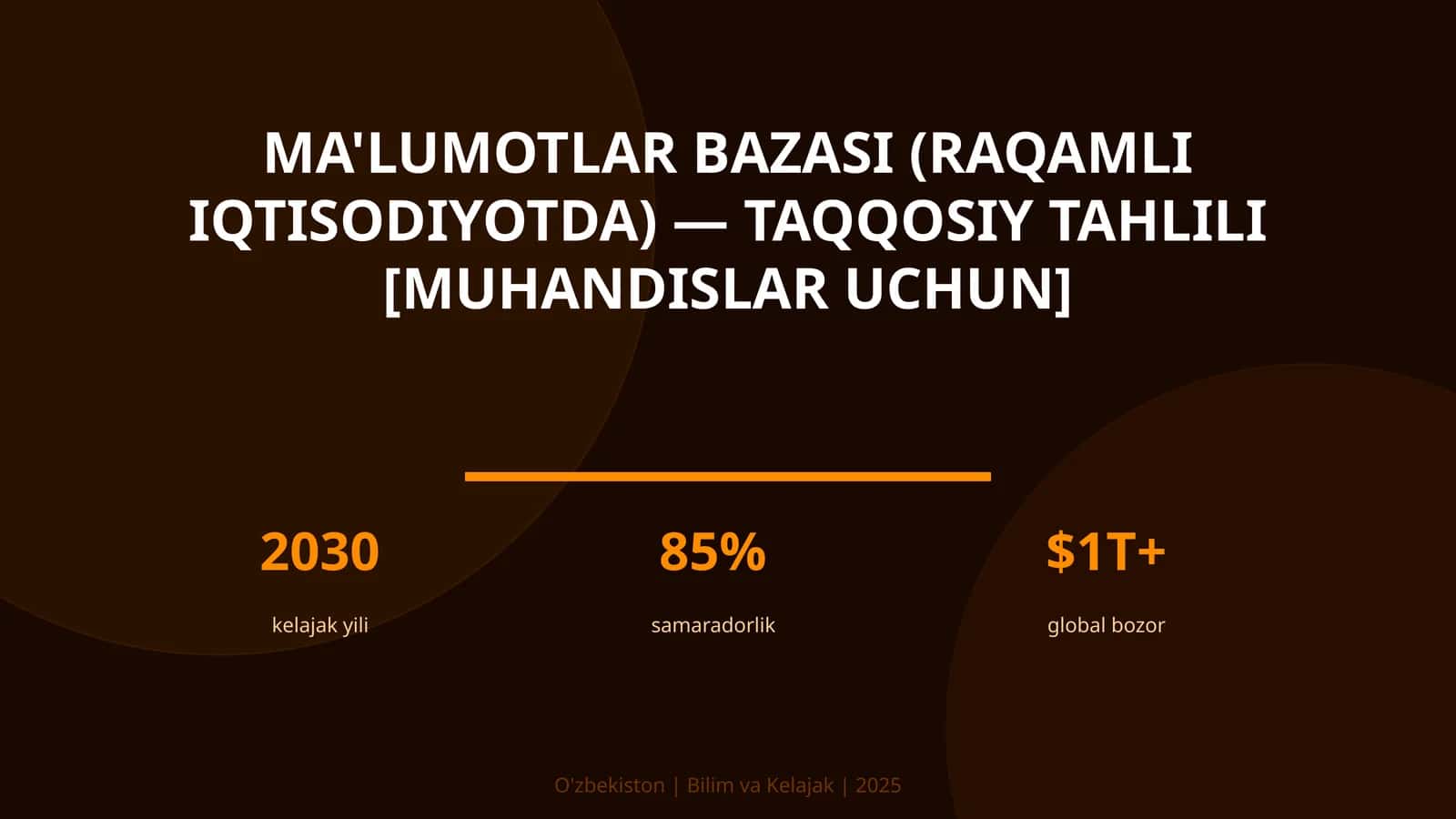 Ma'lumotlar bazasi (raqamli iqtisodiyotda) — taqqosiy tahlili [muhandislar uchun]