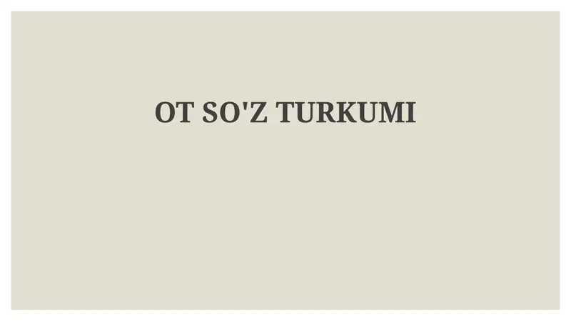 Ot So'z Turkumi