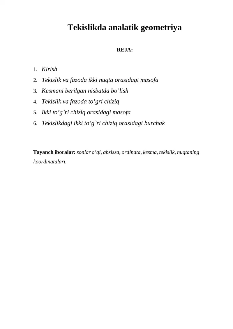 Tekislikda analatik geometriya