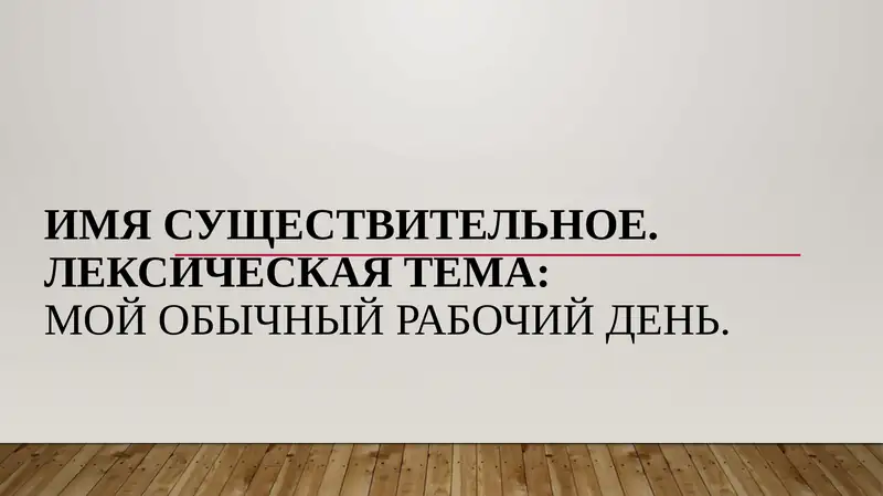 Имя существительное. Лексическая тема Мой обычный рабочий день.