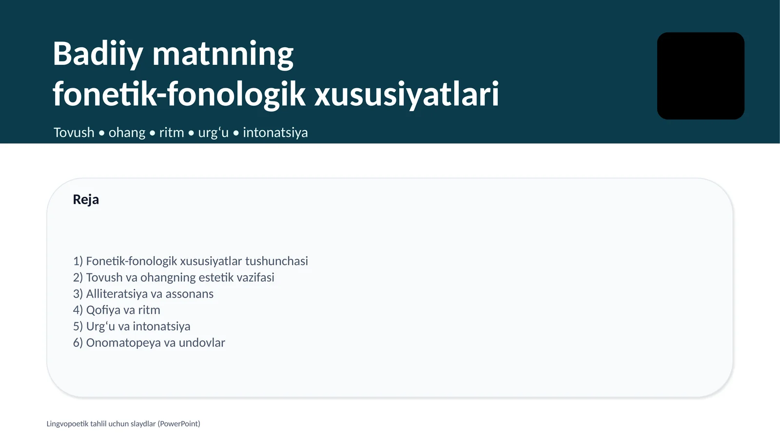 Badiiy matnning fonetik-fonologik xususiyatlari