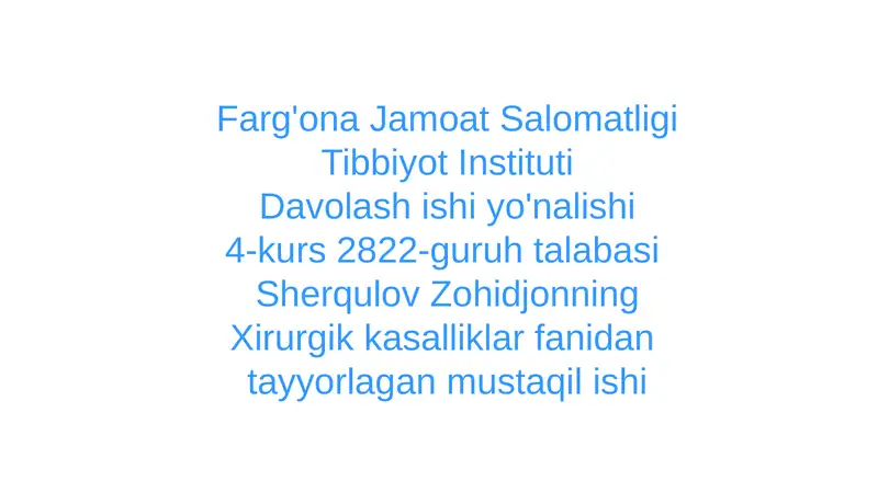 Kavshar kasalligi Davolashishiyo'nalishi